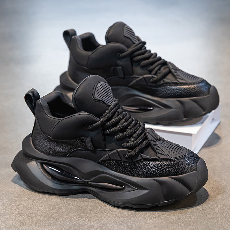 Men's shoes spring 2025 new outdoor wear-resistant thick-soled heightened sports trendy shoes high-end and versatile student dad shoes