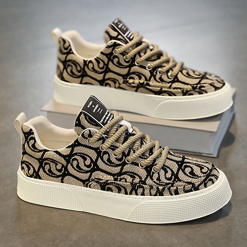 Canvas Shoes Men's Low Top Summer 2025 New Niche Low Top Print Sneakers Men's Platform Athleisure Trendy Shoes