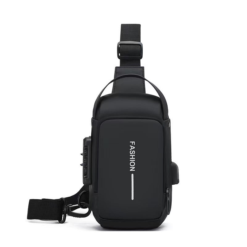 Cross-border multi-functional combination lock fashion chest bag men's large capacity portable commuter mobile phone motorcycle bag crossbody shoulder bag