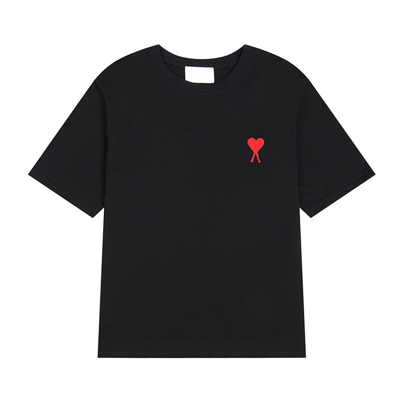 ami clams summer short-sleeved T-shirt embroidery small love cotton loose casual half-sleeved base shirt one piece dropshipping