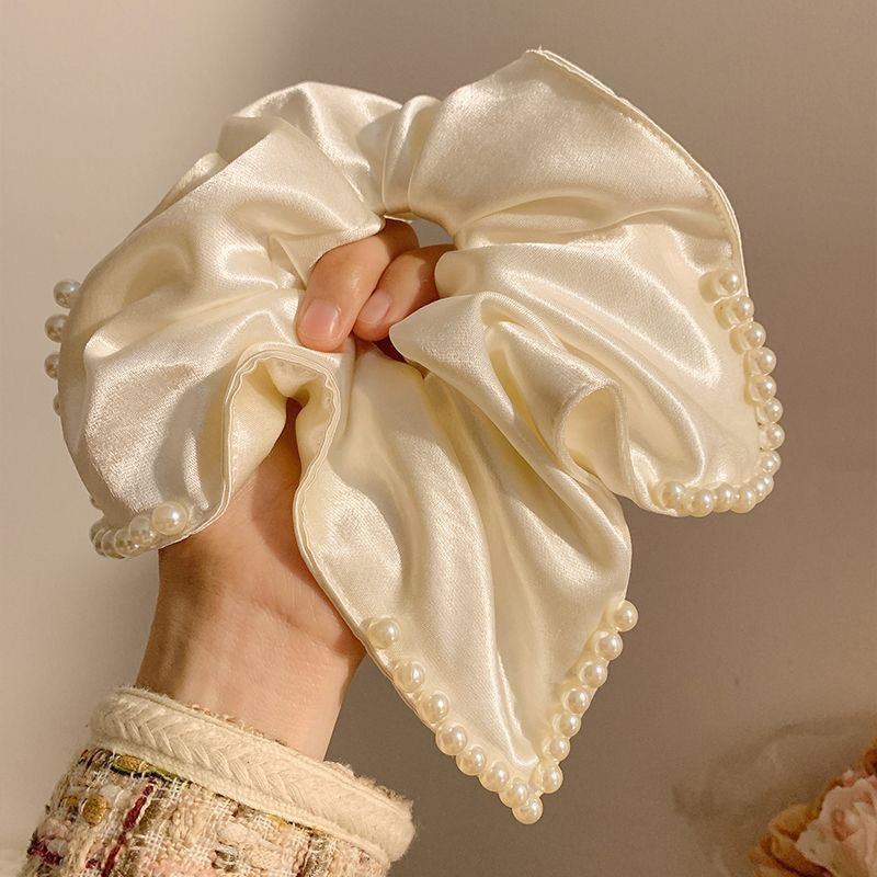New Chinese blended style square scarf large intestine scrunchie women's large high-end square headband low ponytail hair tie hair accessory