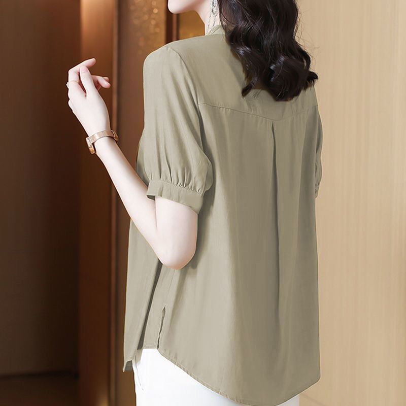 Chiffon shirt women's summer short sleeve new summer beautiful fashion chiffon shirt feminine mom shirt top