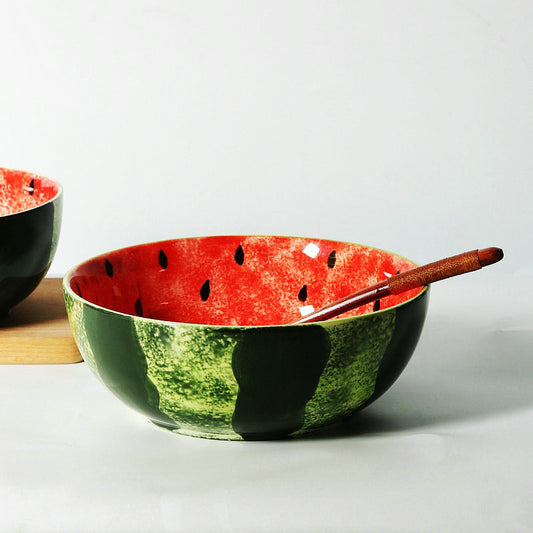 Jiutian ware ceramic large noodle bowl hand-painted watermelon instant noodle bowl underglaze color snail flour bowl beautiful small fresh deep plate