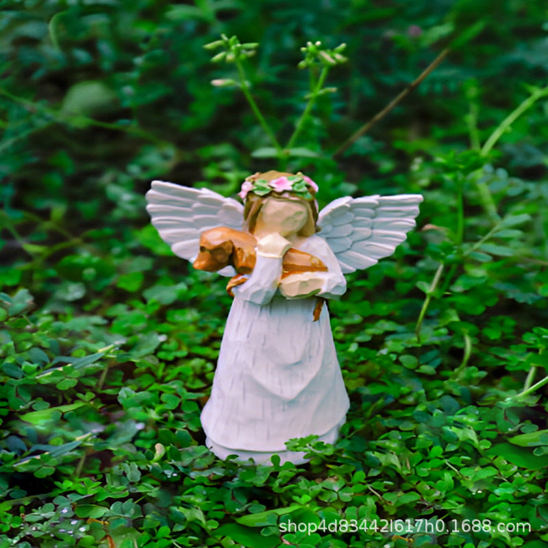 Outdoor Courtyard Home Home Ornaments European and American Style Creative Angel Resin Crafts Cute White Angel Ornaments