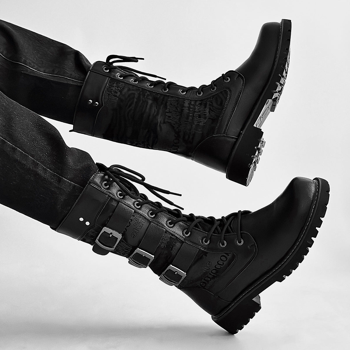 Men's high-top bootsKorean trendy bootsMen's platform lace-up Martin bootsHigh bootsBritish plus size boots 983