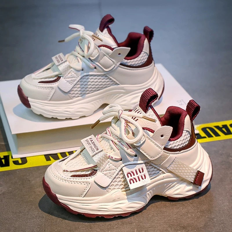 Children's white shoes, girls' shoes, 2026 new spring and autumn mesh, versatile lightweight soft-soled sports dad shoes