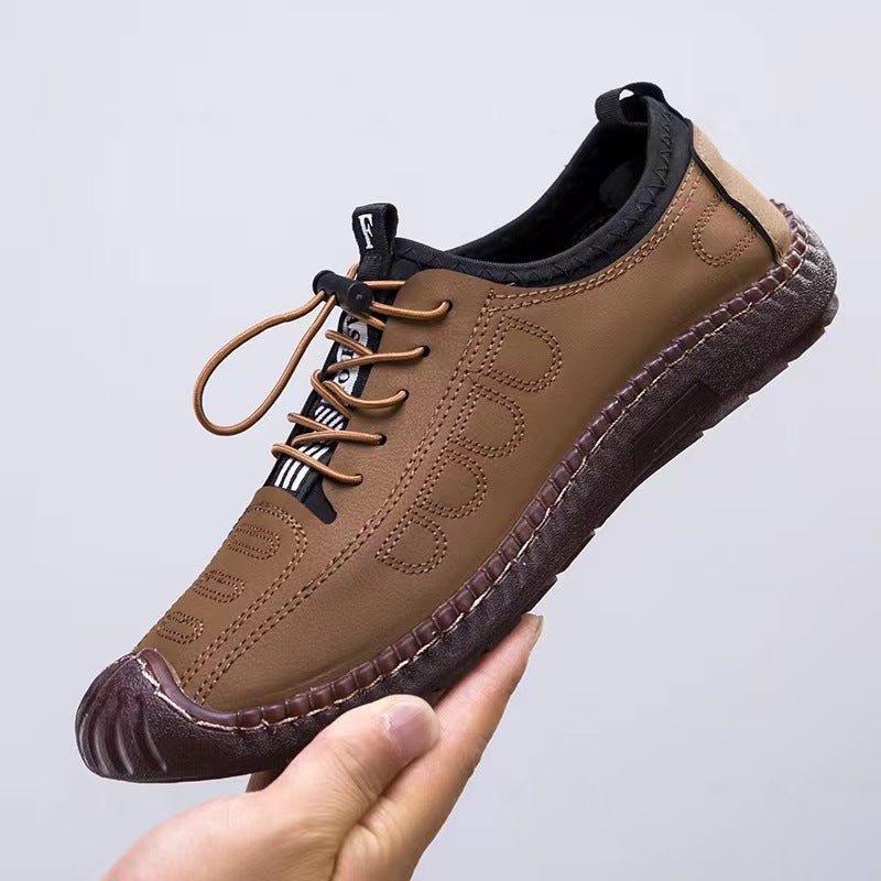 Men's Shoes, Cow Tendon Sole Leather Shoes, Men's Genuine Leather, Business Casual Cut-out Sandals, Men's Non-slip Driving Shoes, Hole Leather Shoes