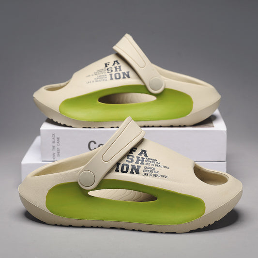 Children's sandals in summer, new heels, children's flip-flops, holes, non-slip boys, medium and large children's beach shoes