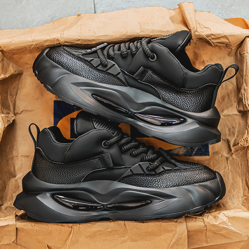 Men's shoes spring 2025 new outdoor wear-resistant thick-soled heightened sports trendy shoes high-end and versatile student dad shoes