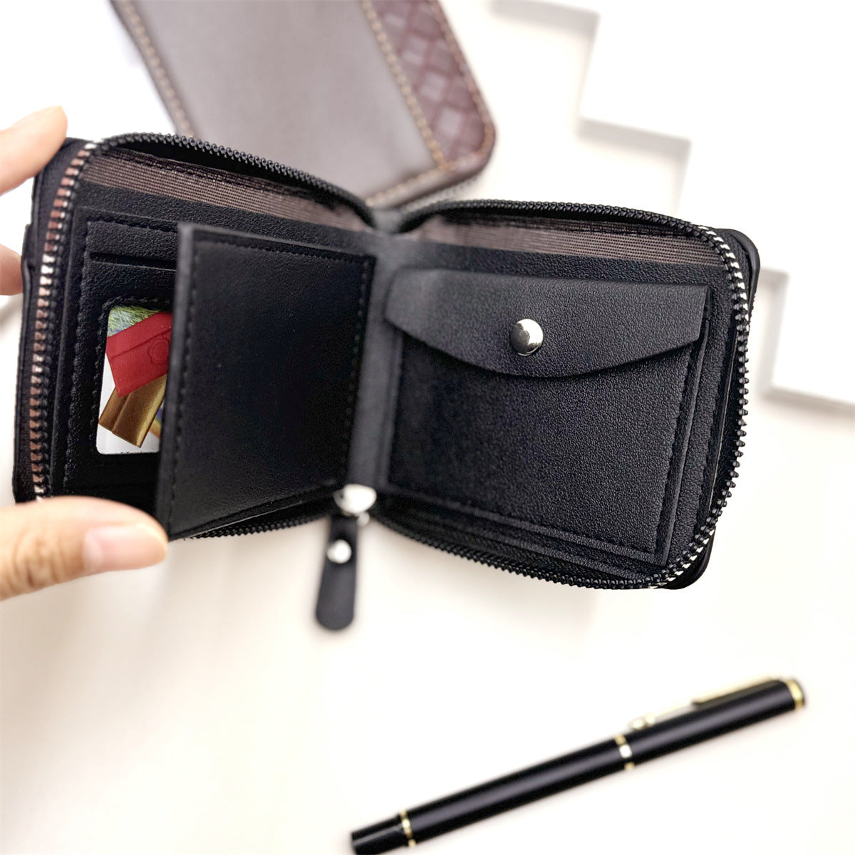 Cross-border European and American explosive products men's ins style zipper wallets short youth trendy bags spot manufacturers
