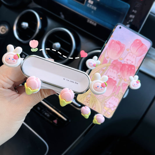 Car mobile phone holder navigation 2024 new car cute car interior air outlet decoration car fixed support frame