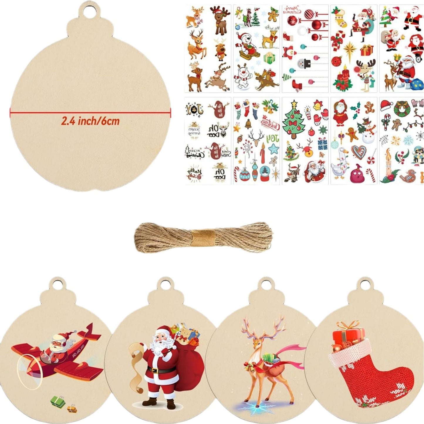 Christmas pendants home décor items wood craft wood chips Christmas tree props holiday gifts hand painted hanging ornaments
