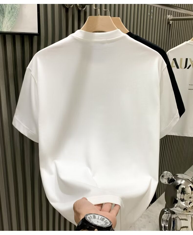 Light Mature Wind Starry Sky Short Sleeve Starry Hot Diamond Loose Micro Tide T-Shirt Tee Men's Top T-Shirt 2024