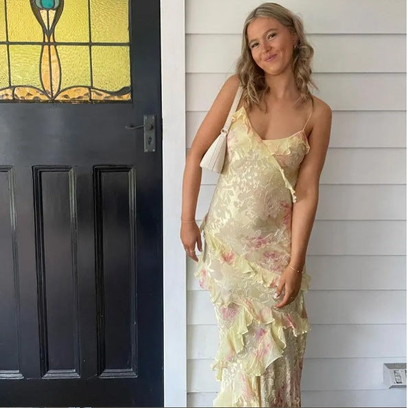 Cross-border European and American women's clothing AliExpress popular wavy slip dresses - long-term stocking is assured to be on the shelves