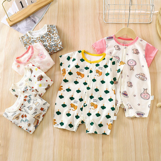 Baby clothes, summer thin baby onesies, male and female newborns, short-sleeved clothes, summer clothes, climbing clothes, one piece of hair