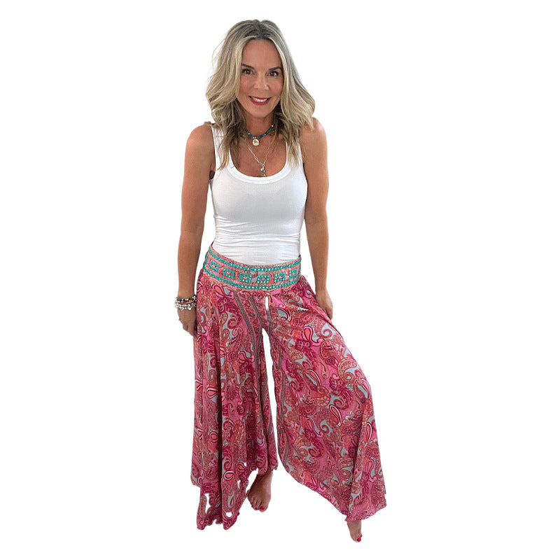 Cross-border foreign trade independent station Amazon 2023 Europe and the United States new summer positioning elastic waist wide-leg pants slacks women