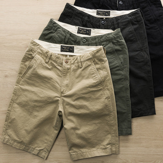 cargo pants, summer texture wash, men's casual shorts, trendy men, Japanese solid color trend, versatile slim five-point pants