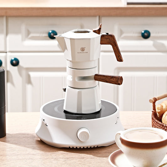 Double valve Moka pot brewing coffee pot household electric ceramic stove double pressure valve pour-over coffee pot set portable coffee utensils