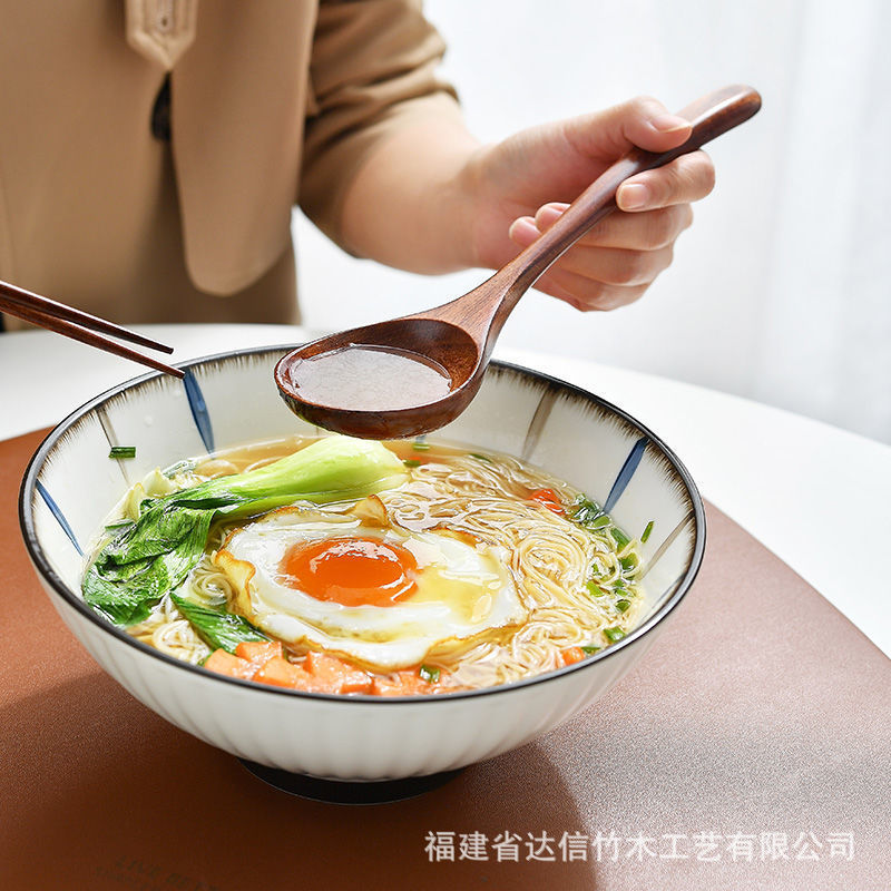 Japanese-style wooden spoon long handle wooden soup spoon for eating, drinking soup ramen wooden spoon long handle high-value wooden dry rice spoon