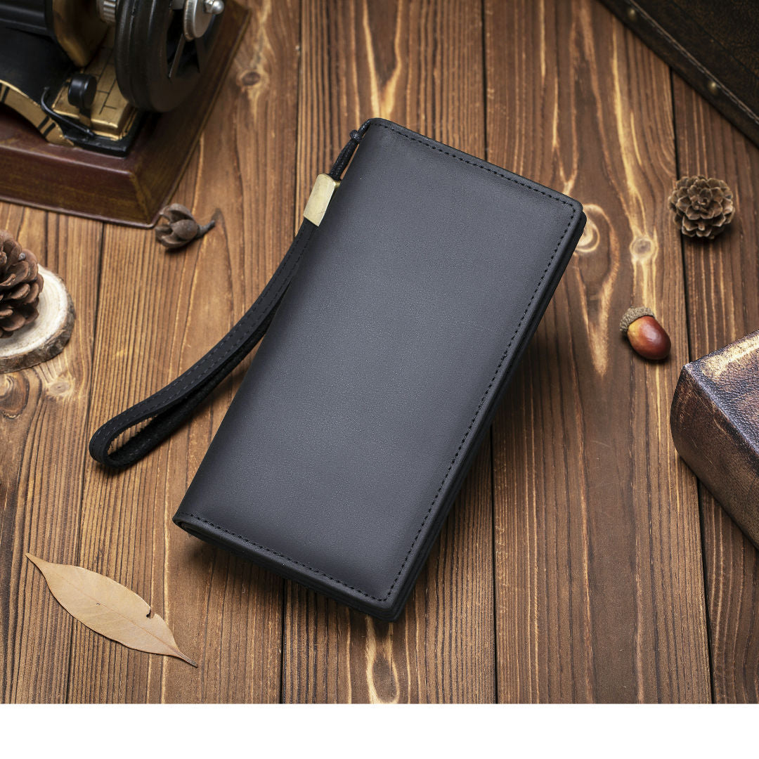 New men's clutch Crazy Horse leather long wallet tiktok zipper business clutch bag leather clutch men