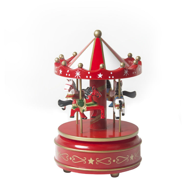 Christmas gift carousel wooden music box birthday gift children's home creative ornament