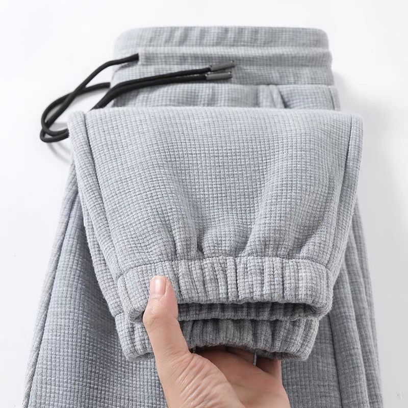 2025 Waffle Sweatpants Men's Spring and Autumn Men's Pants Gray Leggings Summer Plus Size Men's Casual Pants Men