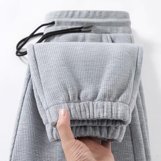 2025 Waffle Sweatpants Men's Spring and Autumn Men's Pants Gray Leggings Summer Plus Size Men's Casual Pants Men