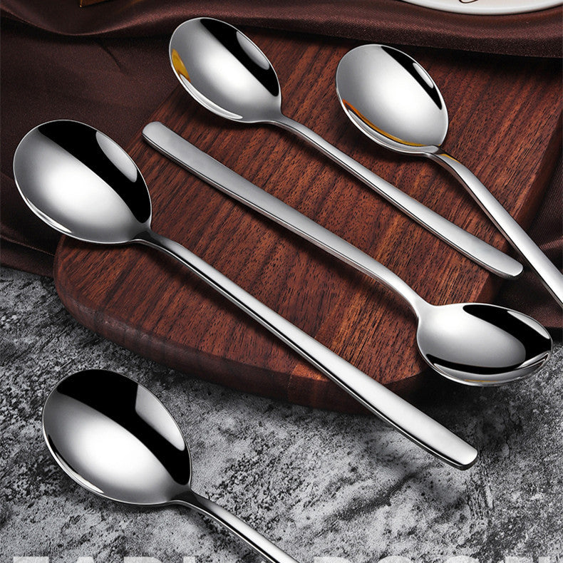 Korean style spoon 304 stainless steel spoon thickened stirring ice spoon coffee spoon household meal spoon factory wholesale