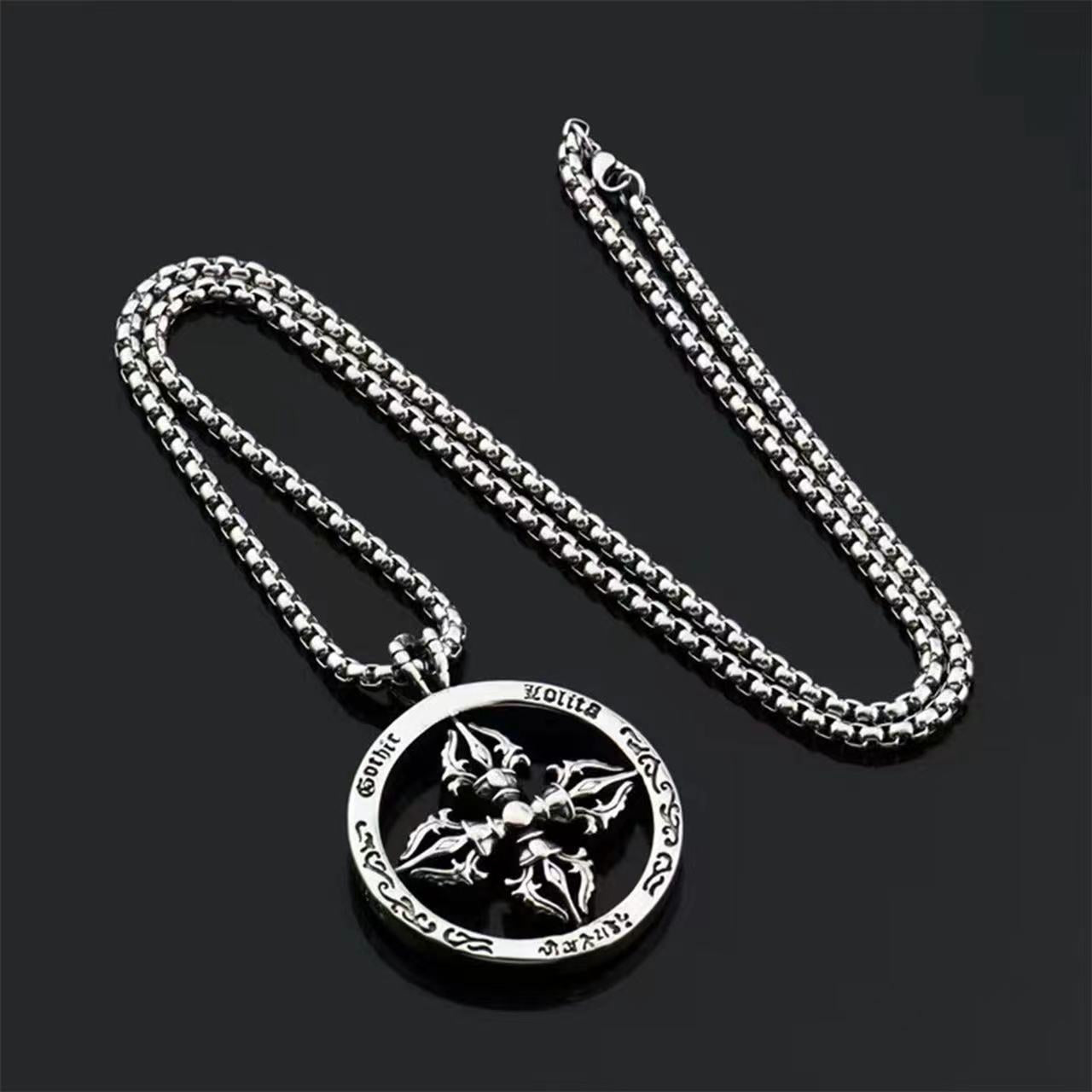 Dark punk style hip hop necklace men's tide Cuban chain personality simple and versatile trendy men's stainless steel chain