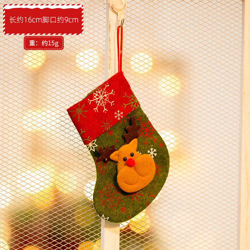 New Christmas decoration Christmas Eve Christmas stocking pendant gift Santa Claus kids Christmas gift bag wholesale