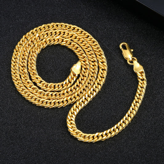 Xingqi's new cross-border multi-platform adaptation iron gold-plated wave necklace water wave chain men's long mesh design