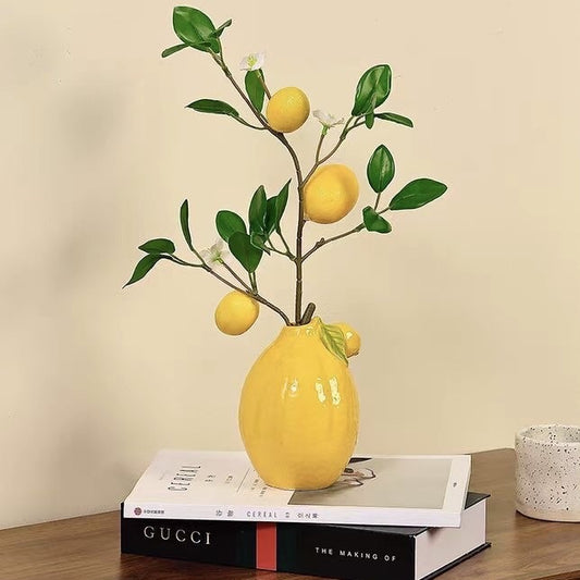 Ceramic vase lemon Nordic creative fresh flower arrangement home decoration table ornament simple high-end ins style