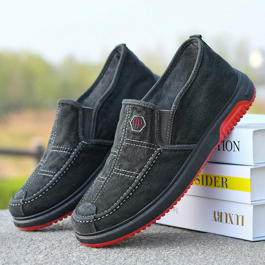 Old Beijing cloth shoes men's breathable soft-soled work shoes cow a kick dad canvas shoes wholesale casual single shoes on behalf of the hair