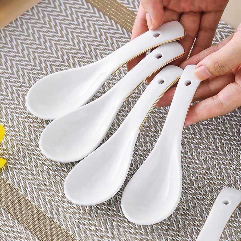Phnom Penh small soup spoon home drink soup spoon meal small spoon porridge spoon eat noodle spoon commercial ceramic spoon restaurant
