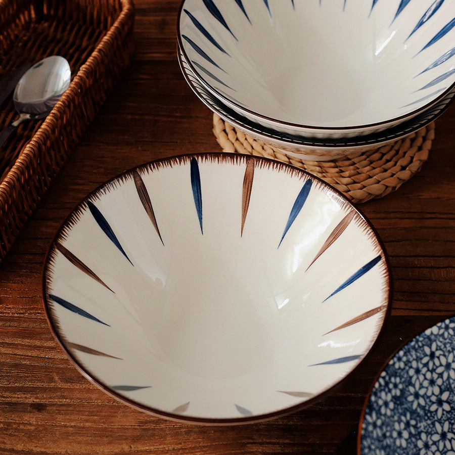 Japanese Style Ceramic Ramen Bowl Home 8 Inch Large Bowl Bell Bowl Fruit Bucket Bowl Ramen Bowl Instant Noodle Bowl Shop