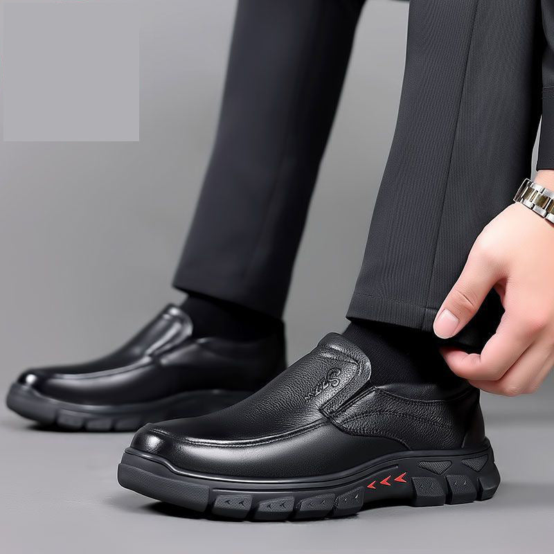 Leather shoes men's genuine leather spring new middle-aged dad shoes business breathable men's shoes non-slip wear-resistant soft-soled casual leather shoes