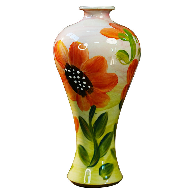 Jingdezhen handmade oil painting vase, dried flowers, home decoration, TV cabinet ornaments, wine cabinets, TV cabinets, ceramic small flowers