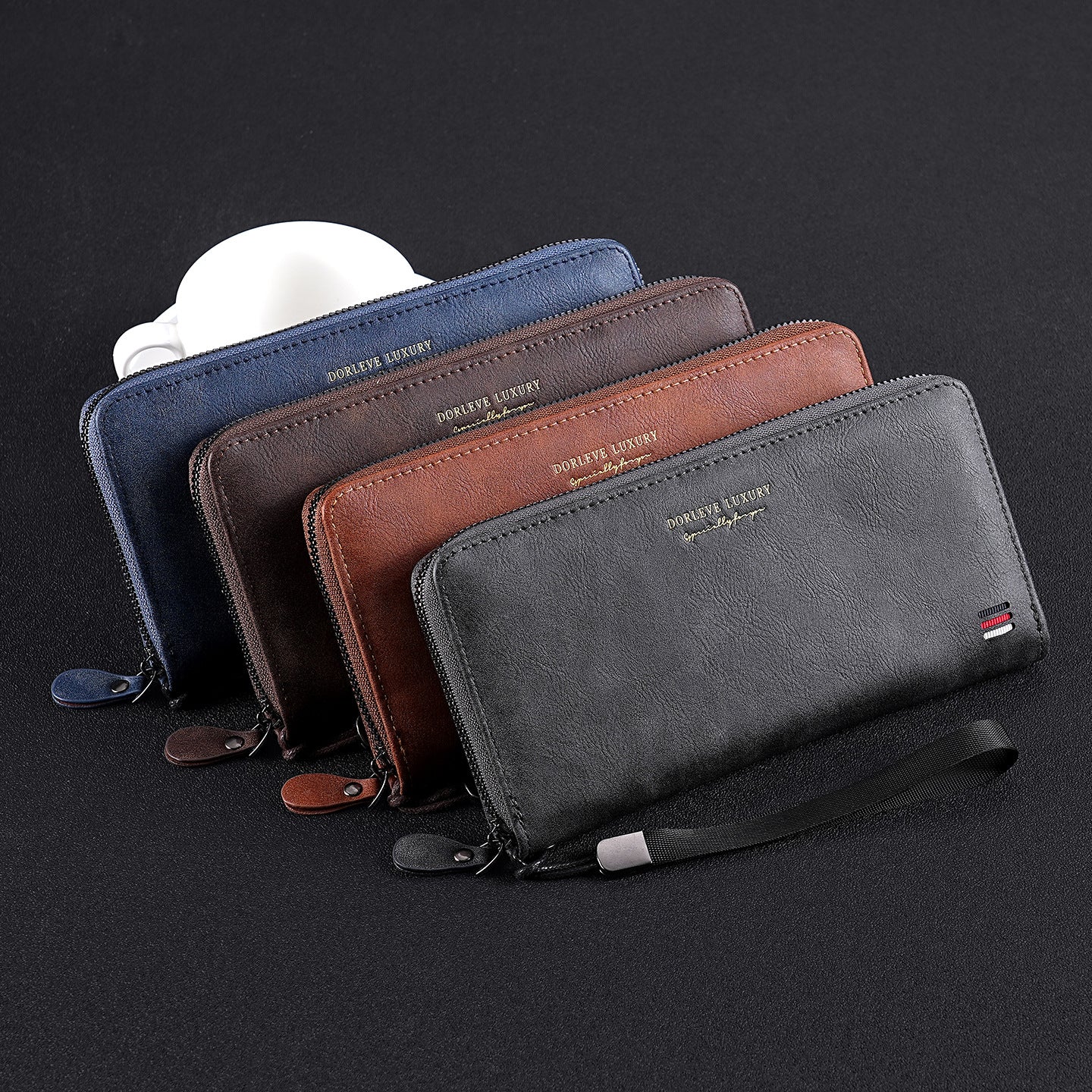 Manufacturer business light luxury zipper clutch bag men's long wallet multi-functional storage card bag money wallet spot wholesale