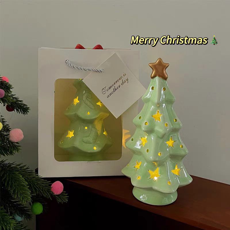 ins wind christmas tree star night light christmas atmosphere sense decoration to send girlfriends desktop ceramic ornaments gifts