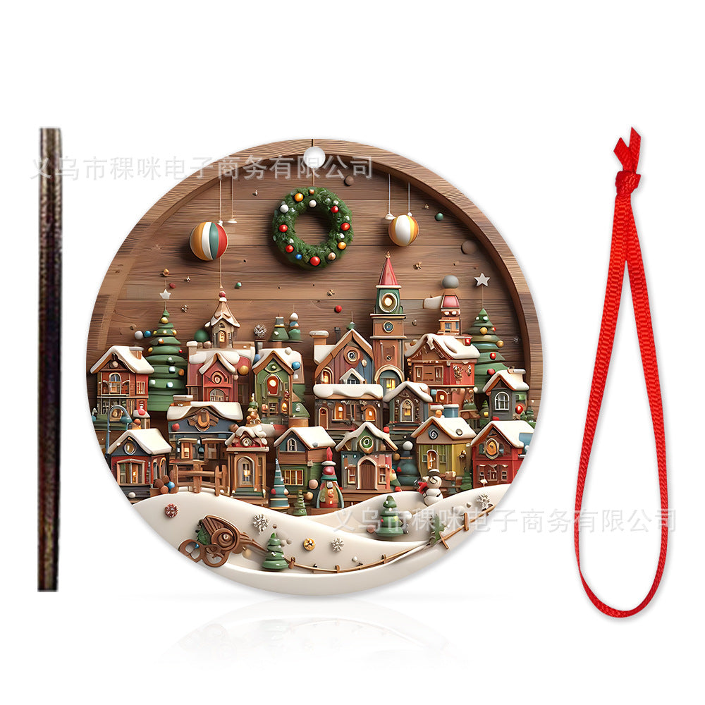 Cross border wooden pendant Christmas decoration Christmas tree hanging holiday craft wooden pendant cartoon gift