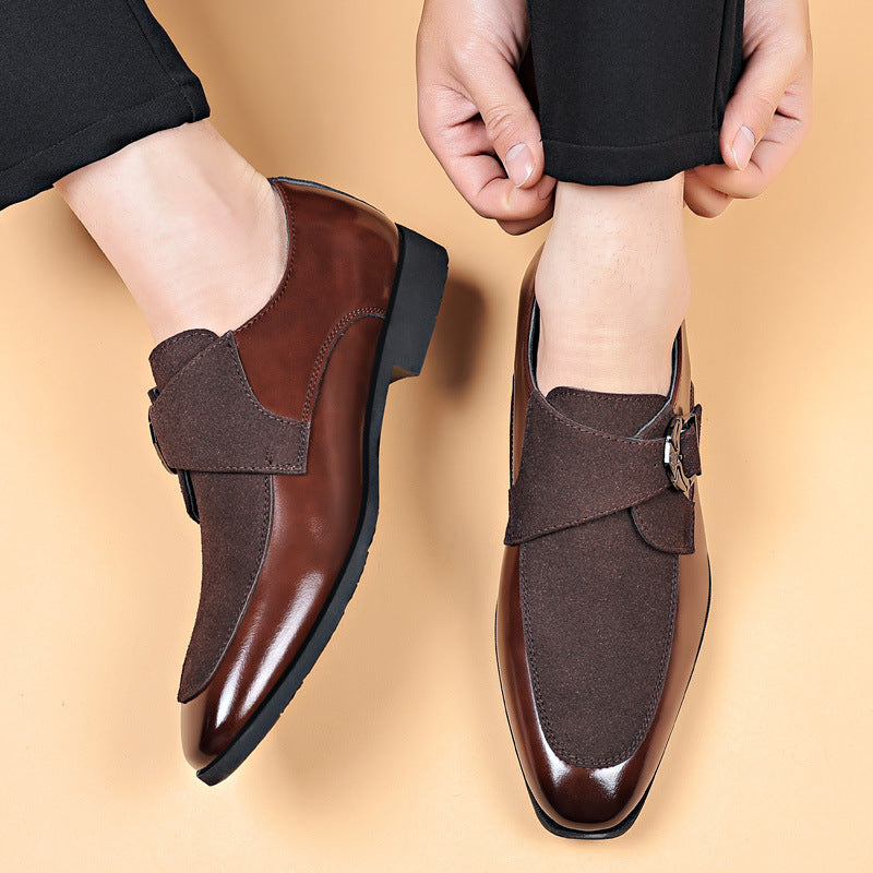 2025 New Leather Shoes Men's Business Formal Casual Shoes Crocodile Print Men's British Korean Version Pointed Toe Plus Size Shoes