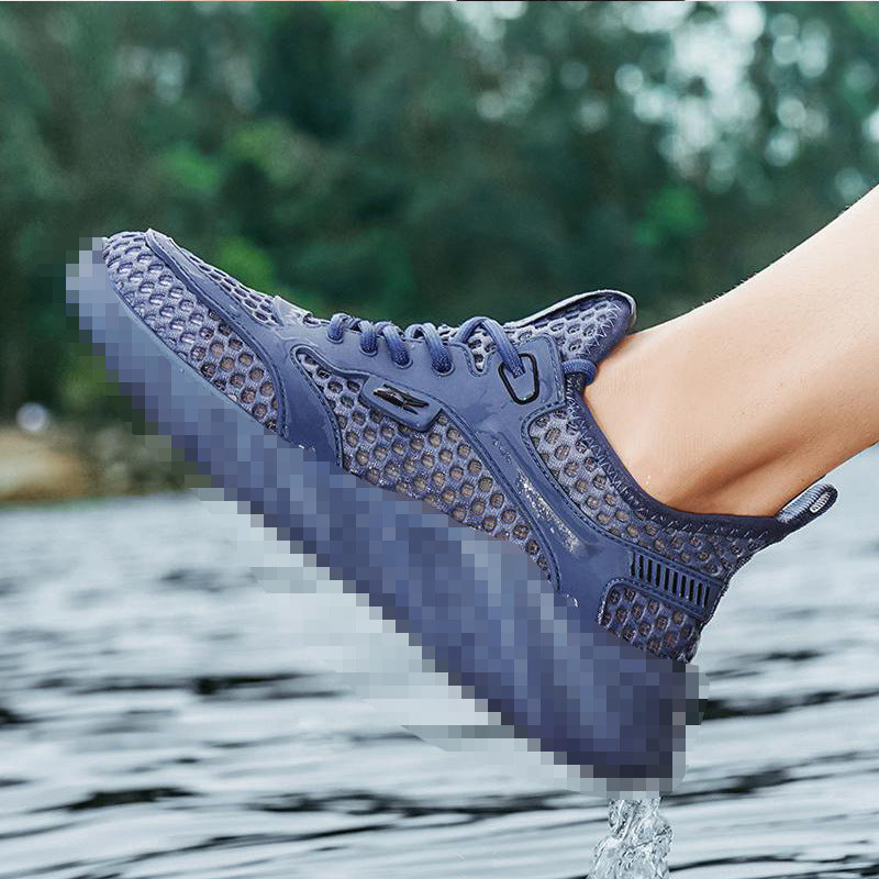 Beach shoes, summer mesh casual shoes, breathable cut-out sandals, versatile lightweight men's outdoor sports trendy shoes