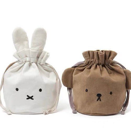 Spot Japanese Corduroy Rice Fly Drawstring Drawstring Bag Boris Bear Travel Portable Cosmetics Storage Bag Wash