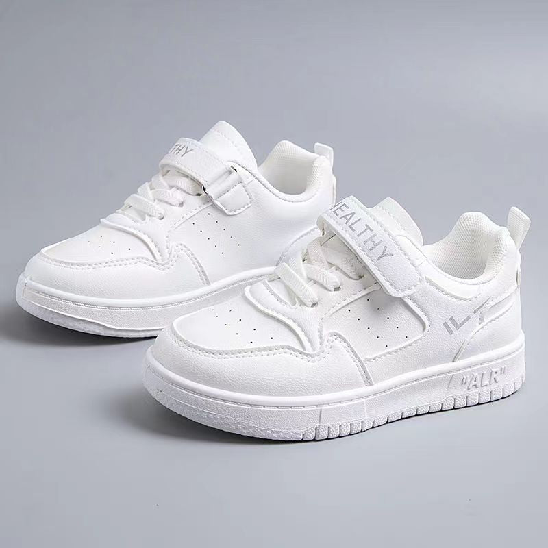 Children's white shoes, school boys and girls' white sneakers, spring and summer new breathable mesh elementary school board shoes
