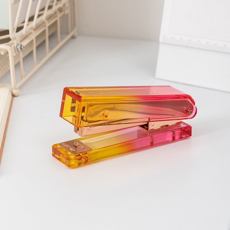 Mingqiang transparent acrylic stapler transparent rose gold stapler large binding machine desktop office supplies