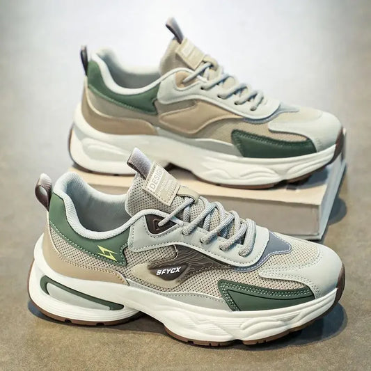2025 men's shoes summer breathable and versatile anti-odor and wear-resistant mesh athleisure platform teen dad tide shoes