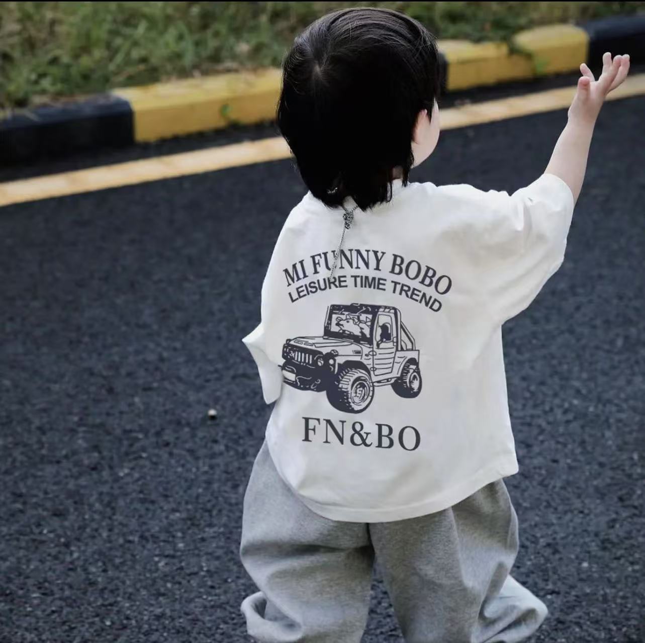 Cotton boy short sleeve T-shirt handsome Korean fashion brand loose casual 2025 summer baby versatile clothes T