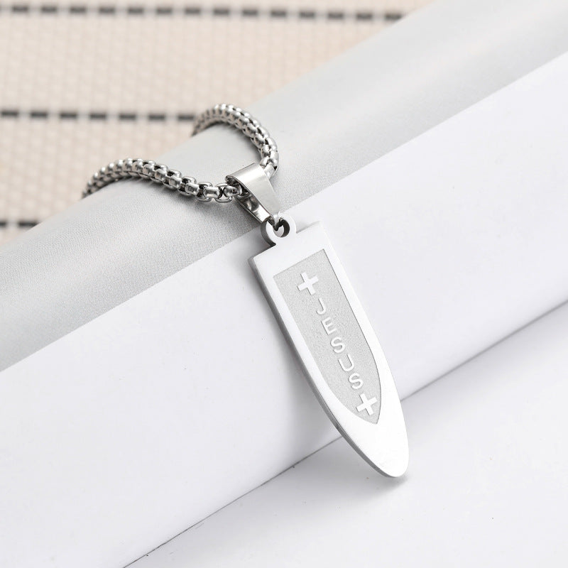 European and American cross-border stainless steel cross bullet shaped pendant JESUS titanium steel necklace men's niche personality jewelry