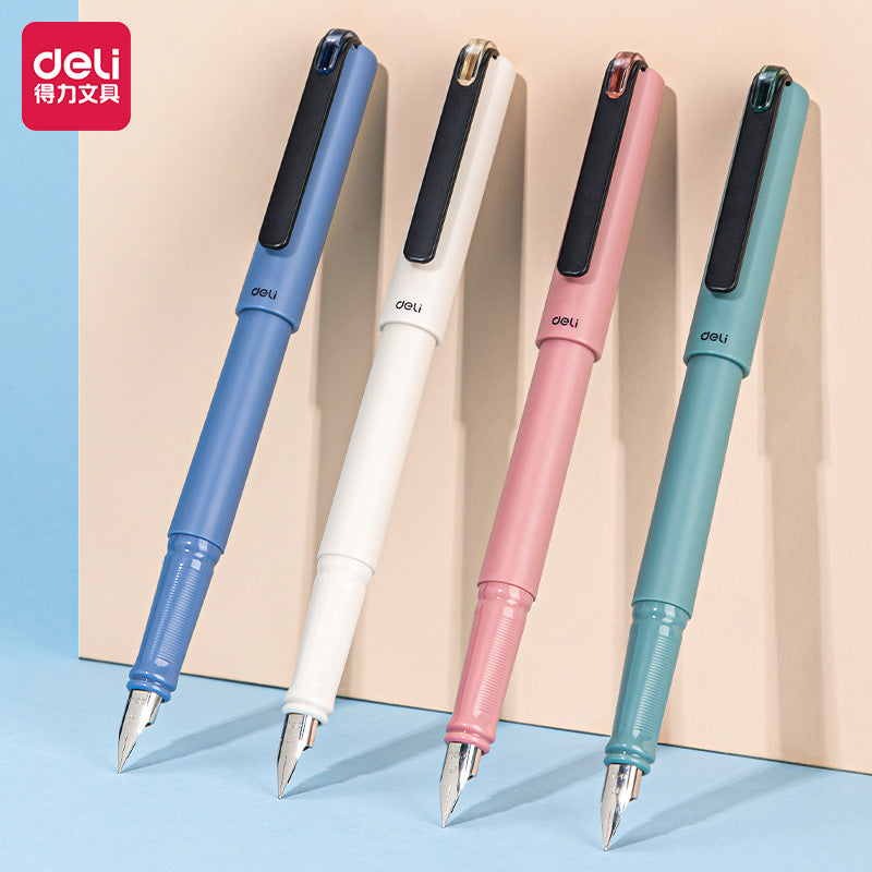 deli Deli A952 fountain pen for students of primary school students practicing words fountain pen can replace the ink sac Zhengzi beginner with a pen engraving