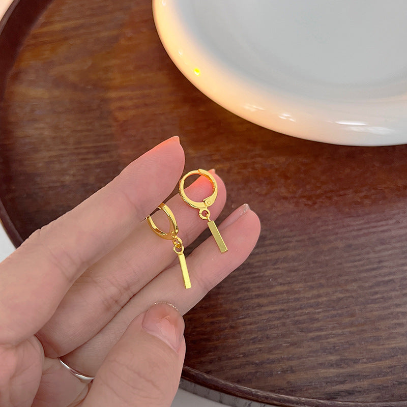 925 sterling silver needle small silver bar earrings 2023 new trendy high-end light luxury earrings niche design women's earrings